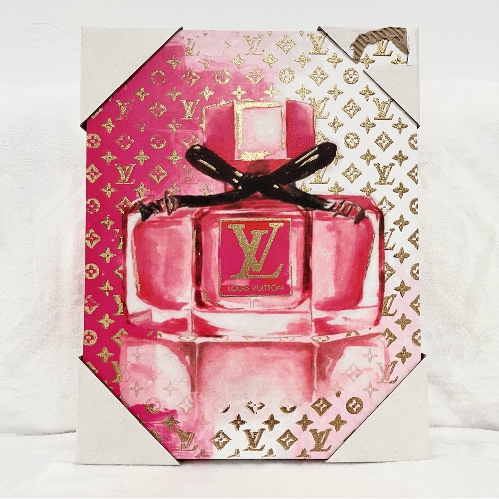Design District Designer Perfume Wall Art With Gold Glitter NWT